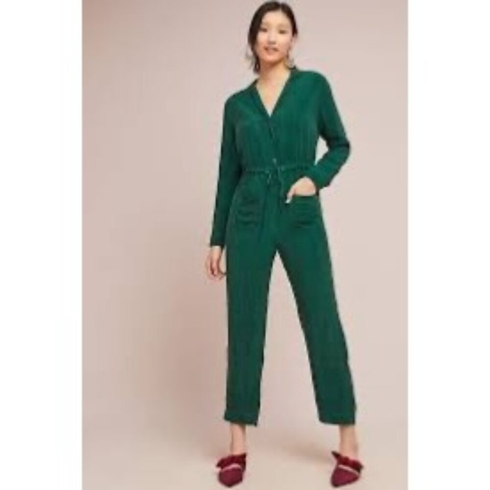 Anthropologie Corey Lynn Calter Talia Soft‎ Cupro Green Jumpsuit Size XS